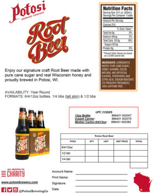 Potosi Root Beer Sell Sheet